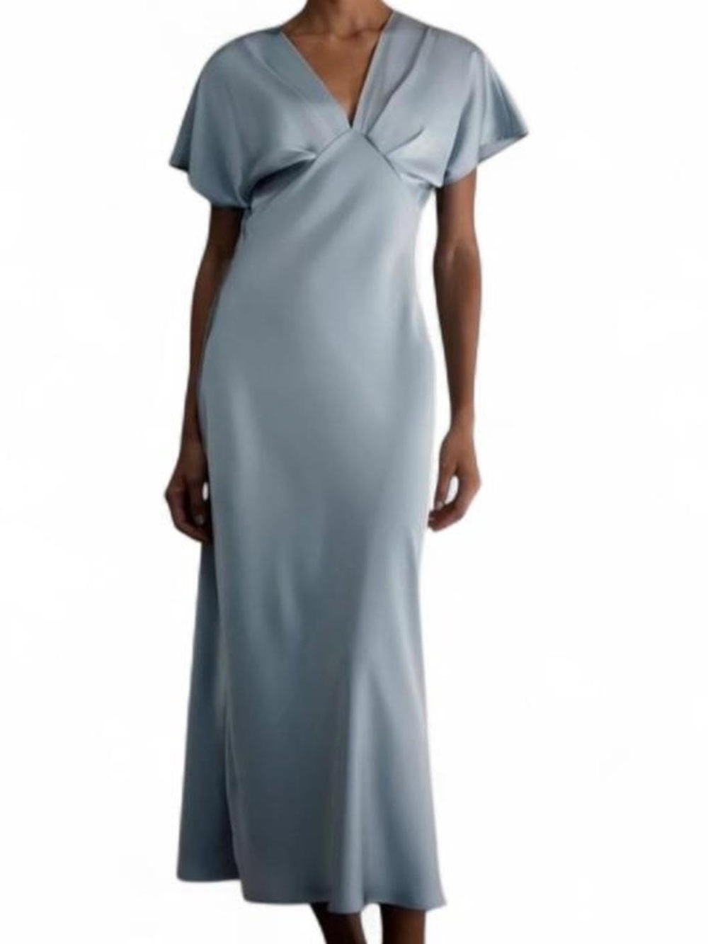 Zara Cinderella blue satin midi dress XL